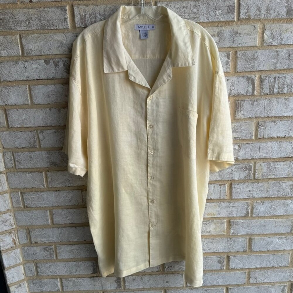 Mojito Collection 100% Linen Havana Style Short Sleeve Button Up Men's Size 4X.
